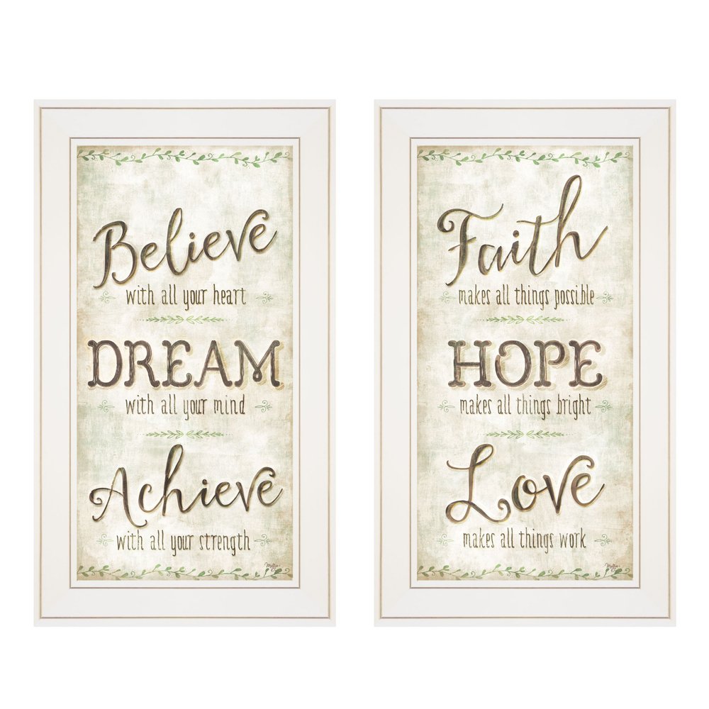 Set Of Two Faith or Believe 1 White Framed Print Wall Art