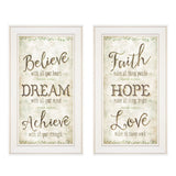 Set Of Two Faith or Believe 1 White Framed Print Wall Art