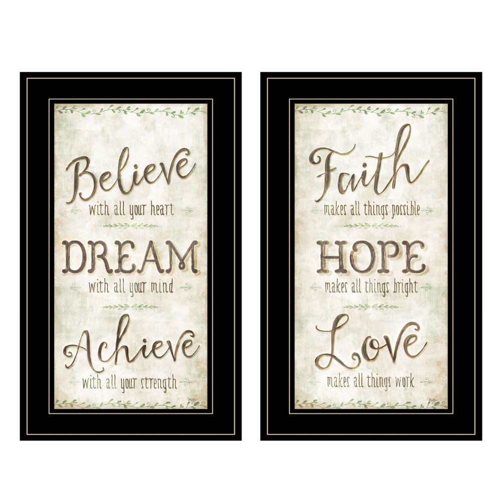 Set Of Two Faith or Believe 2 Black Framed Print Wall Art