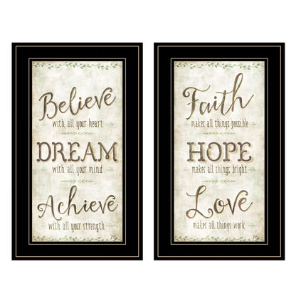 Set Of Two Faith or Believe 2 Black Framed Print Wall Art