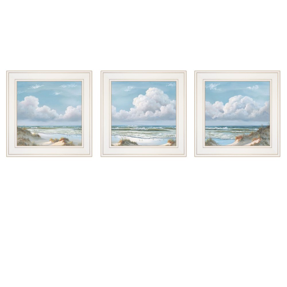 Set Of Three Beautiful Day III III White Framed Print Wall Art