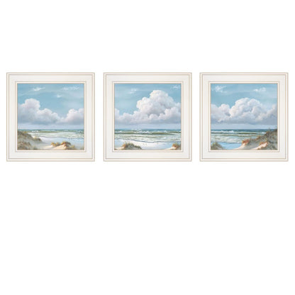 Set Of Three Beautiful Day III III White Framed Print Wall Art