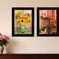 Set Of Two Vintage Country and Sunflowers 2 Black Framed Print Wall Art