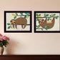 Set Of Two Cute Sloths 1 Black Framed Print Wall Art