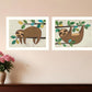 Set Of Two Cute Sloths 2 White Framed Print Wall Art