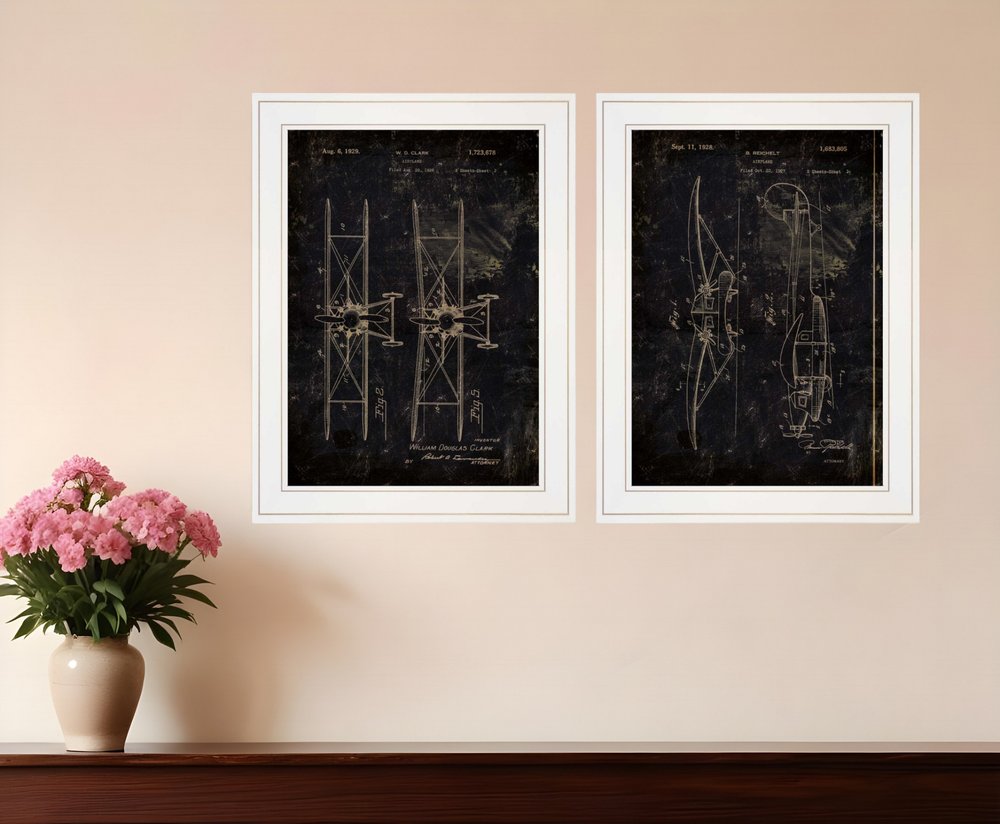 Set Of Two Airplane Patent I and II 1 White Framed Print Wall Art