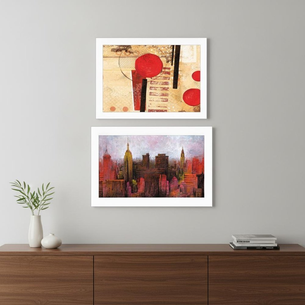 Set Of Two NYC Harmony 1 White Framed Print Wall Art