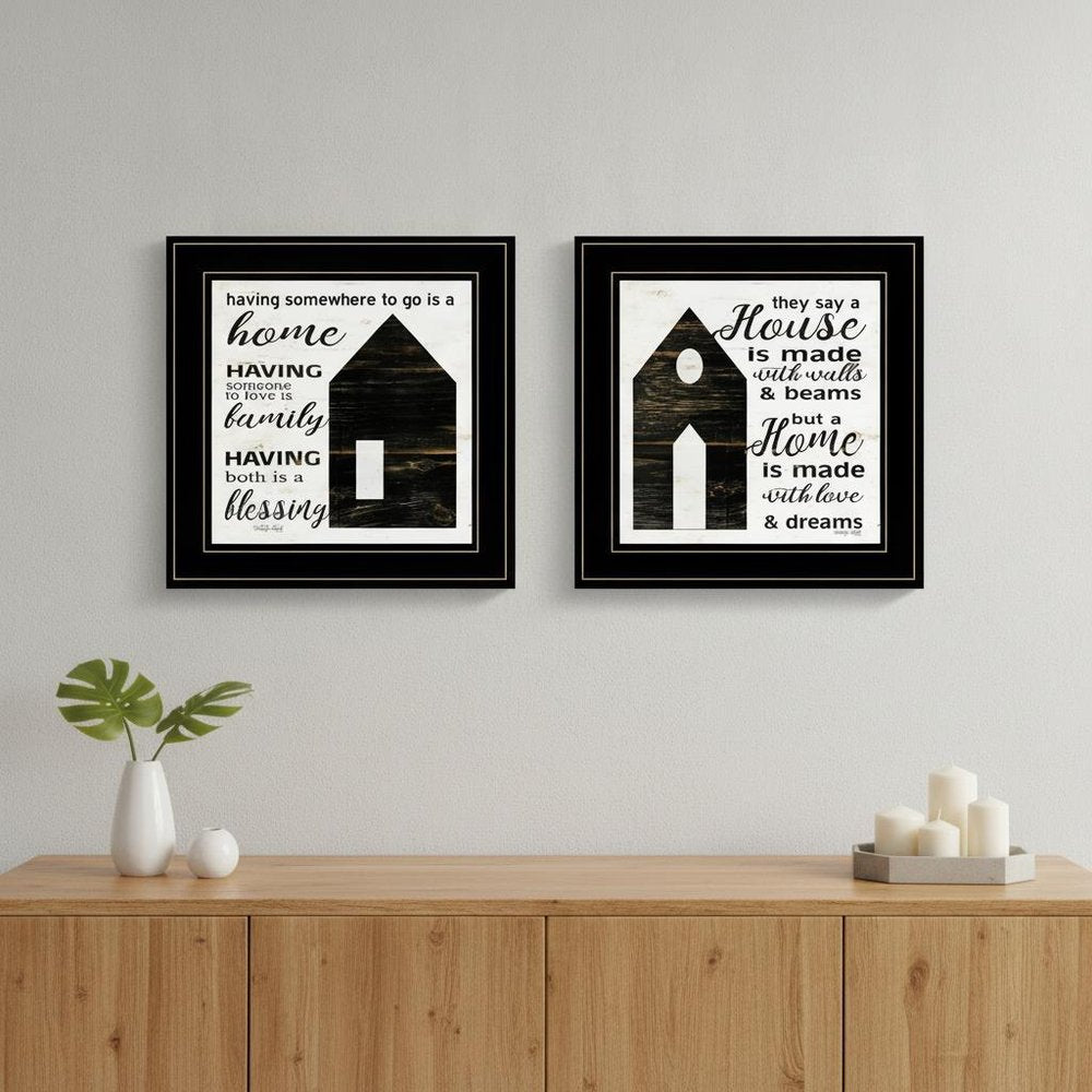 Set Of Two House or Blessing Black Framed Print Wall Art