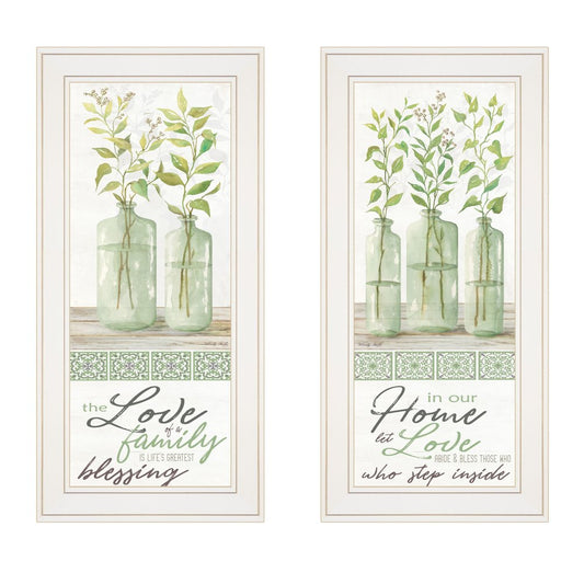 Set Of Two Home and Family White Framed Print Wall Art