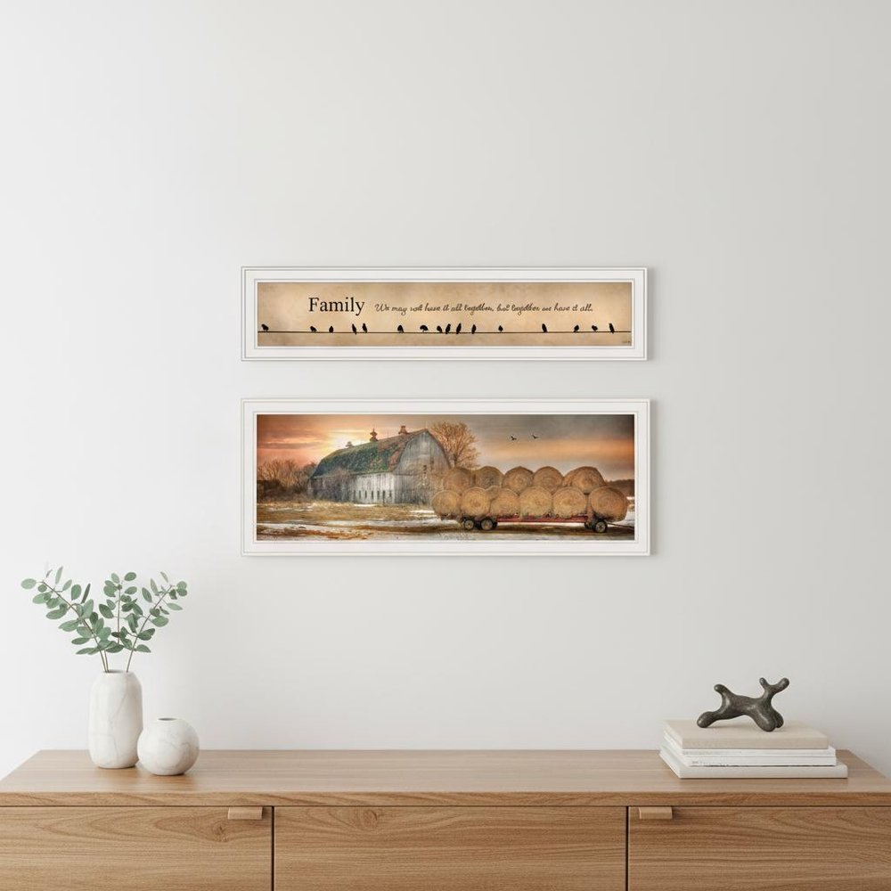 Set Of Two Together Blessed We Have It All 1 White Framed Print Wall Art