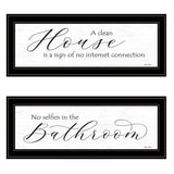 Set Of Two Household Humor 3 Black Framed Print Bathroom Wall Art