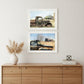 Set Of Two Vintage Farm Trucks 1 White Framed Print Wall Art