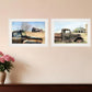 Set Of Two Vintage Farm Trucks 1 White Framed Print Wall Art