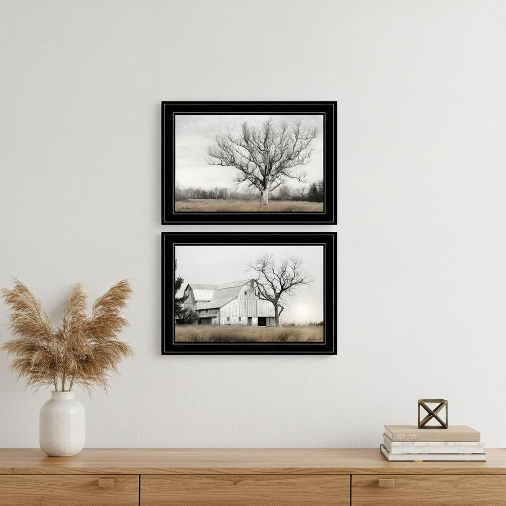 Set Of Two Ohio Fields I 2 Black Framed Print Wall Art