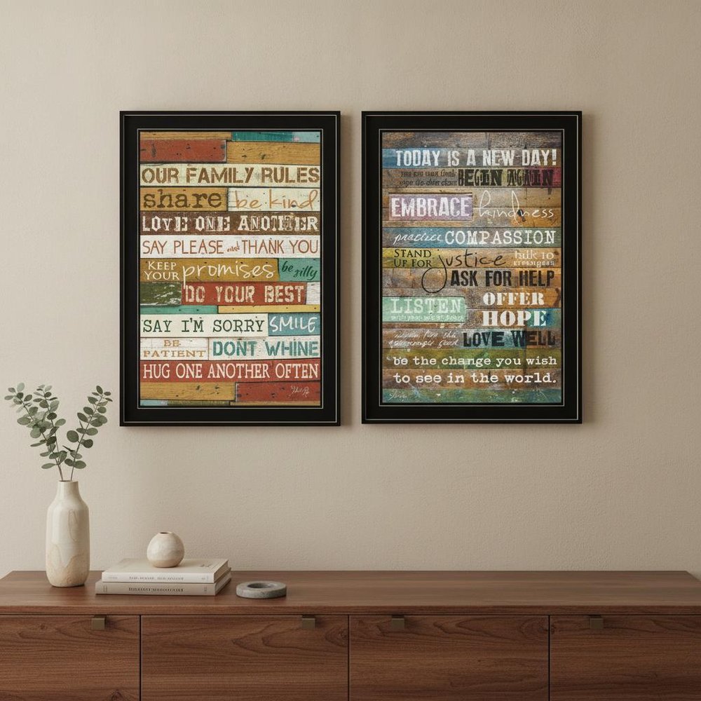 Set Of Two Today Is 2 Black Framed Print Wall Art