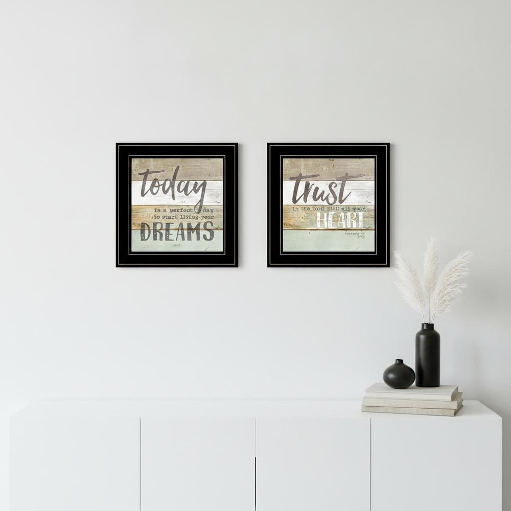 Set Of Two Trust in the Lord Black Framed Print Wall Art