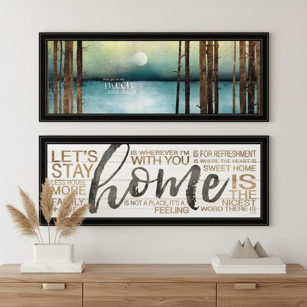 Set Of Two Love or Home 1 Black Framed Print Wall Art