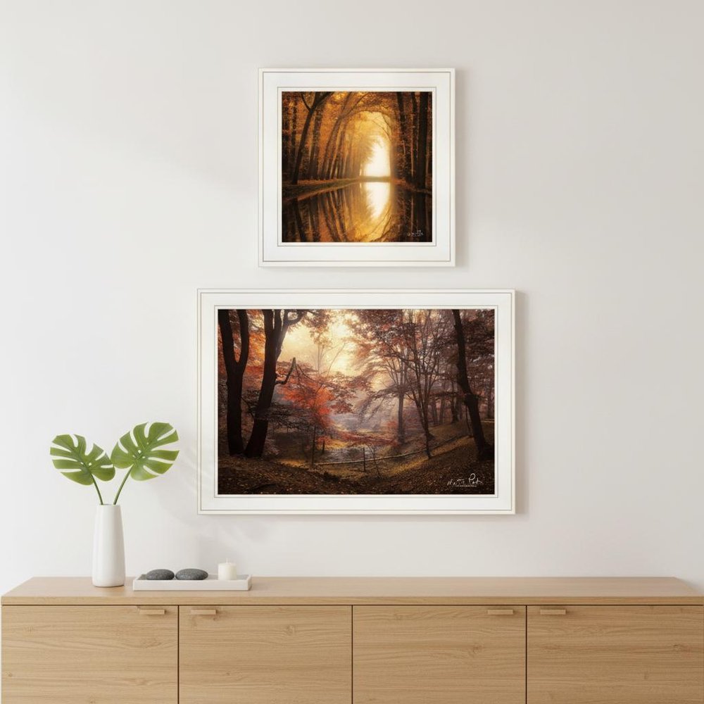 Set Of Two Natures Reflections 1 White Framed Print Wall Art