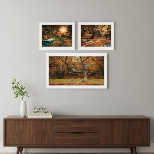 Set Of Three Tranquil Spaces 1 White Framed Print Wall Art