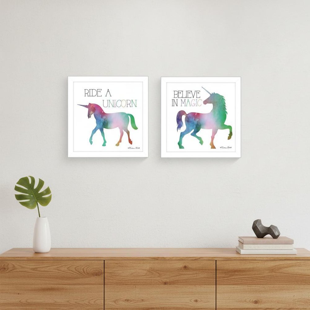 Set Of Two Believe in Magic White Framed Print Wall Art