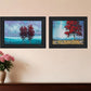 Set Of Two Red Trees 2 Black Framed Print Wall Art