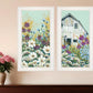Set Of Two Floral Field 1 White Framed Print Wall Art