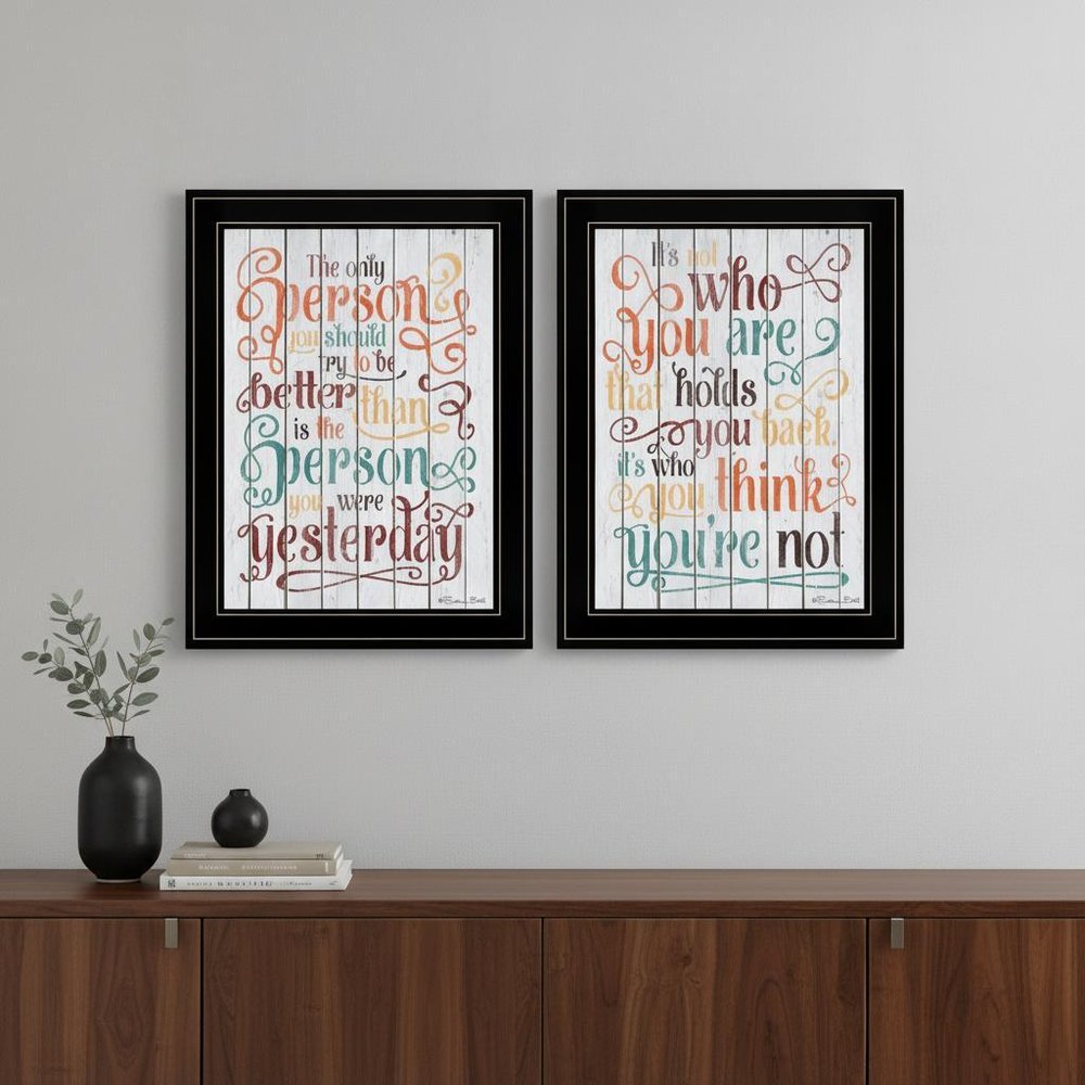 Set Of Two The Only Person 2 Black Framed Print Wall Art