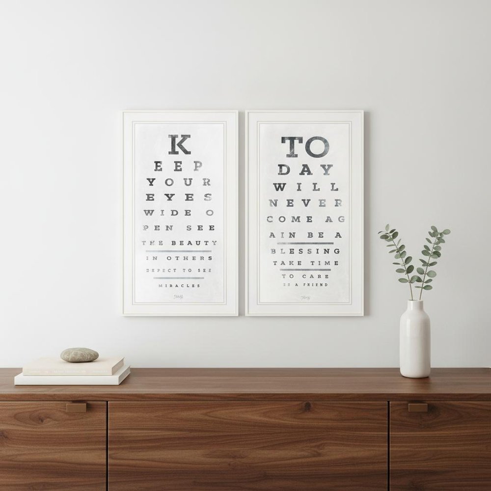 Set Of Two Eye Charts 3 White Framed Print Wall Art