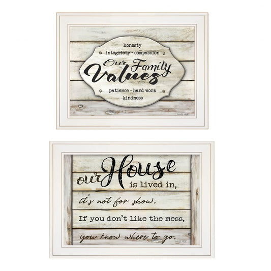 Set Of Two Family Values 1 White Framed Print Wall Art
