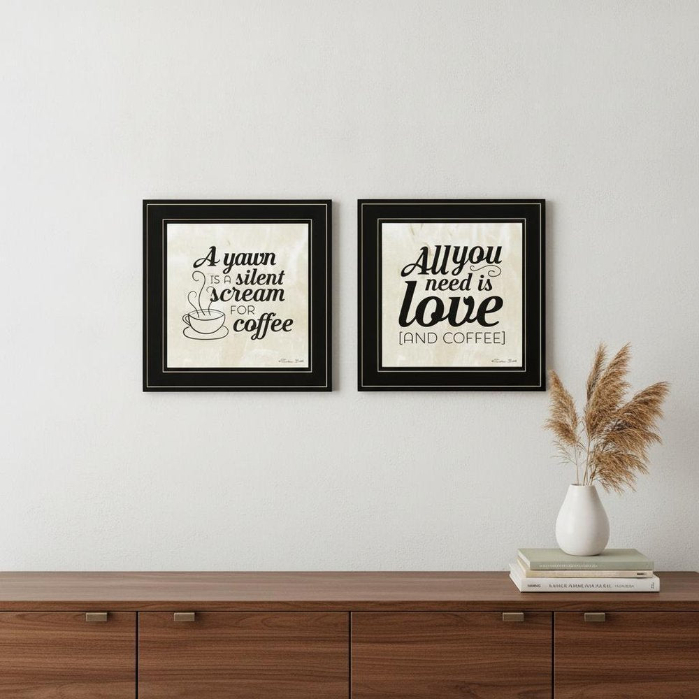 Set Of Two All You Need is Coffee 2 Black Framed Print Wall Art