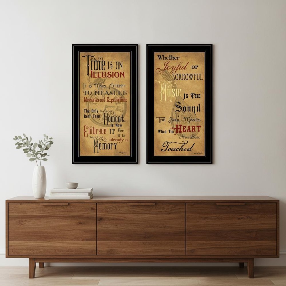 Set Of Two Joyful 2 Black Framed Print Wall Art