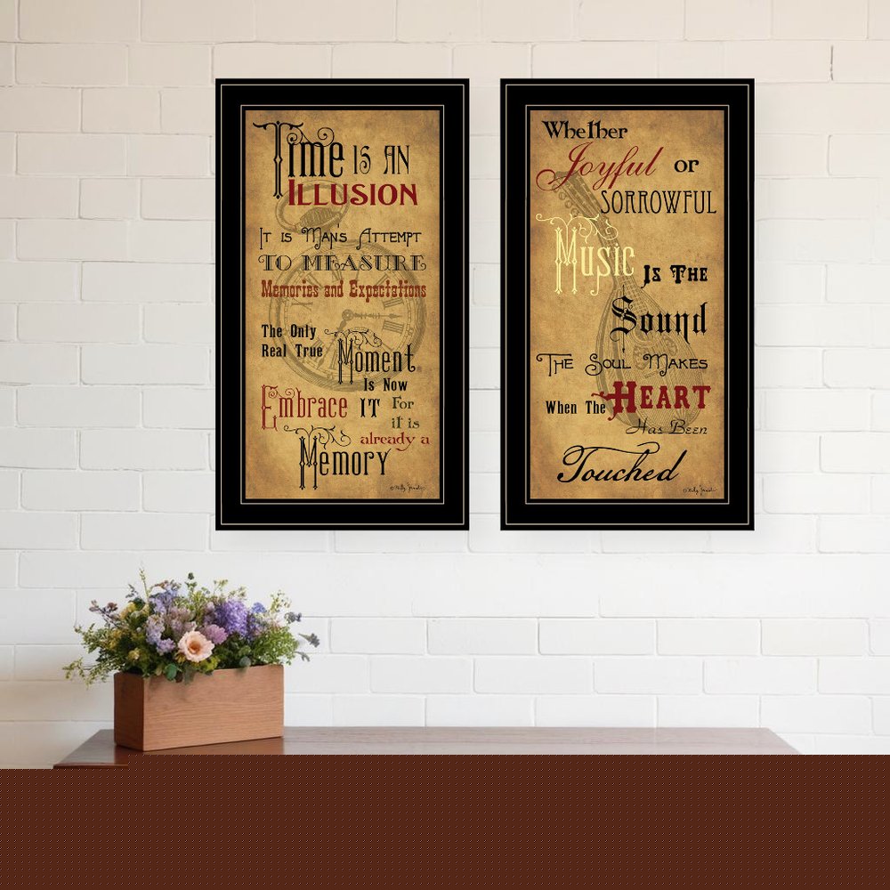 Set Of Two Joyful 2 Black Framed Print Wall Art