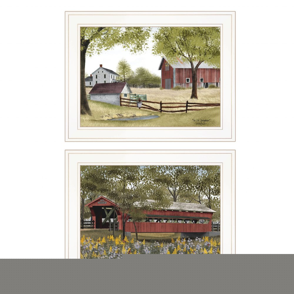 Set Of Two The Spring House 1 White Framed Print Wall Art