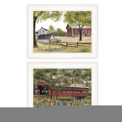 Set Of Two The Spring House 1 White Framed Print Wall Art