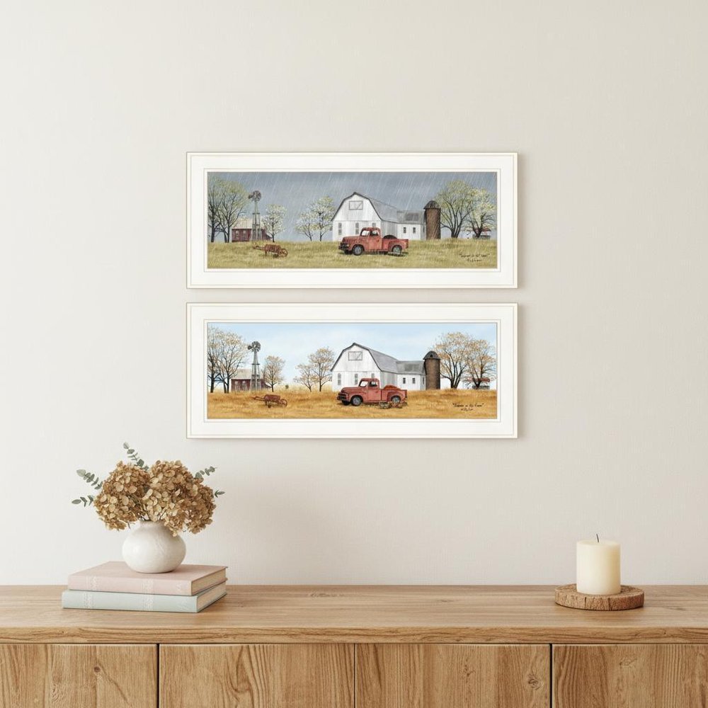 Set Of Four Billy Jacobs Four Seasons Collection V White Frame White Framed Print Wall Art