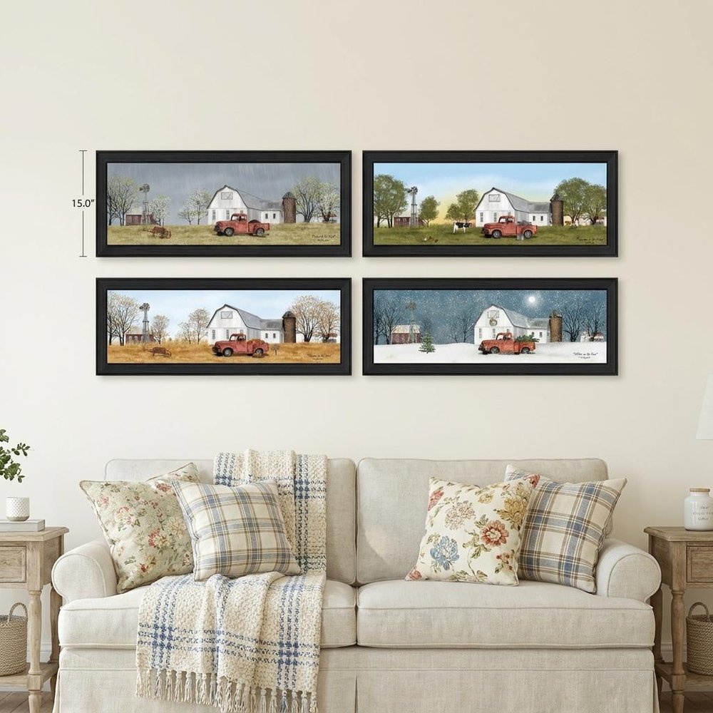 Set Of Four Billy Jacobs Four Seasons Collection VII 2 Black Framed Print Wall Art