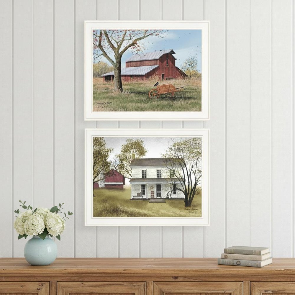 Set Of Two End of Summer 1 White Framed Print Wall Art