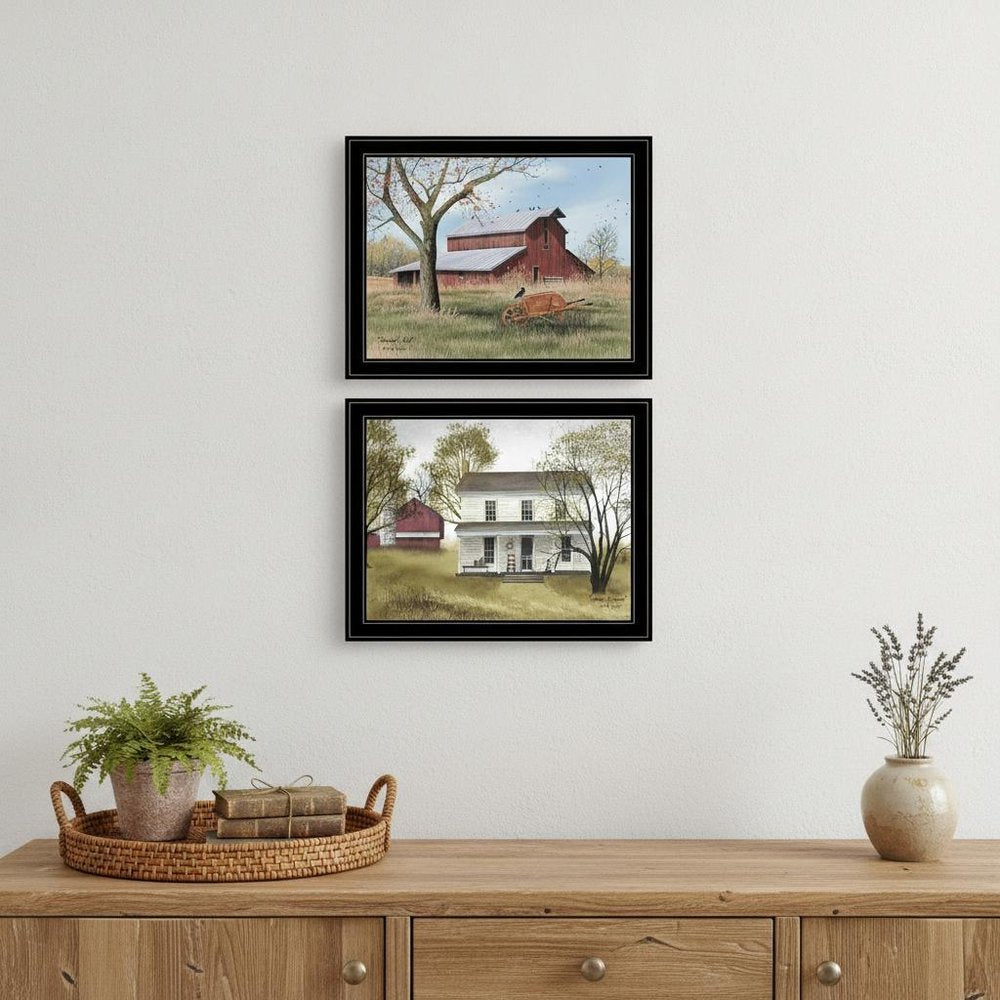 Set Of Two End of Summer 2 Black Framed Print Wall Art
