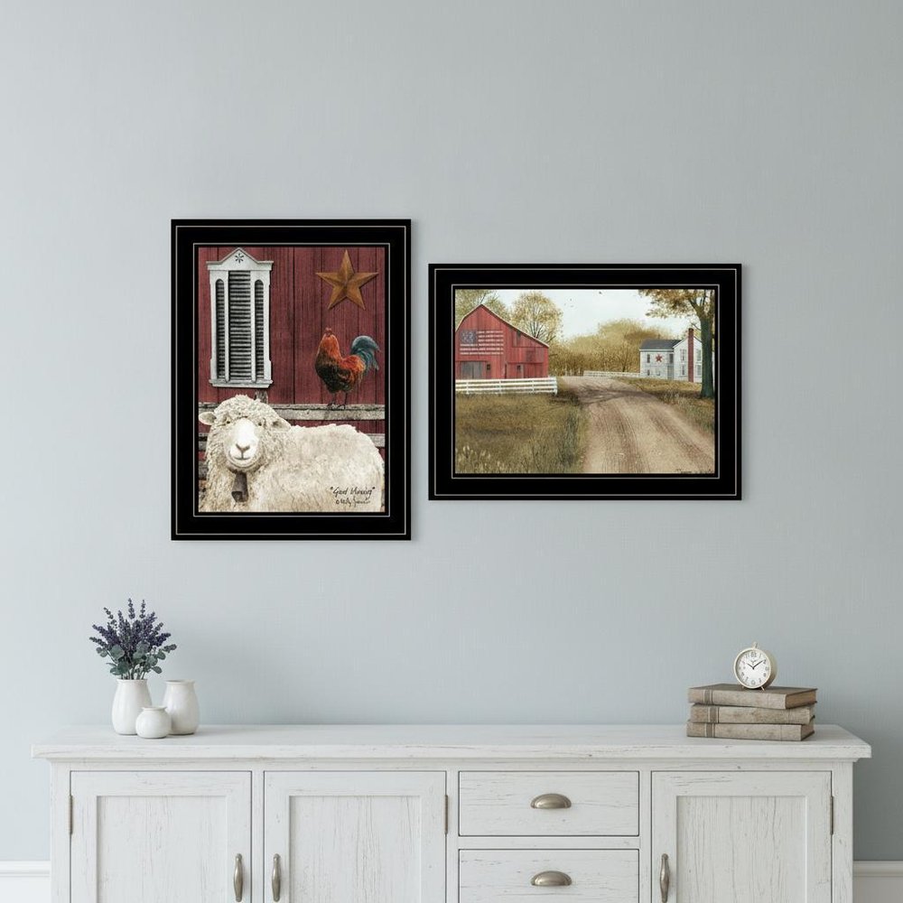 Set Of Two Good Morning 2 Black Framed Print Wall Art