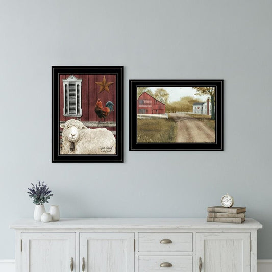 Set Of Two Good Morning 2 Black Framed Print Wall Art