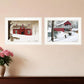 Set Of Two Winter Evening 1 White Framed Print Wall Art