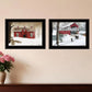 Set Of Two Winter Evening 2 Black Framed Print Wall Art
