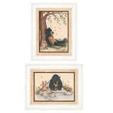 Set Of Two Gone Fishing 1 White Framed Print Wall Art