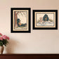 Set Of Two Gone Fishing 2 Black Framed Print Wall Art
