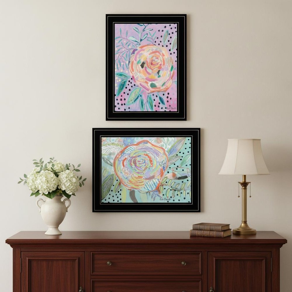 Set Of Two Bloom for Yourself 2 Black Framed Print Wall Art
