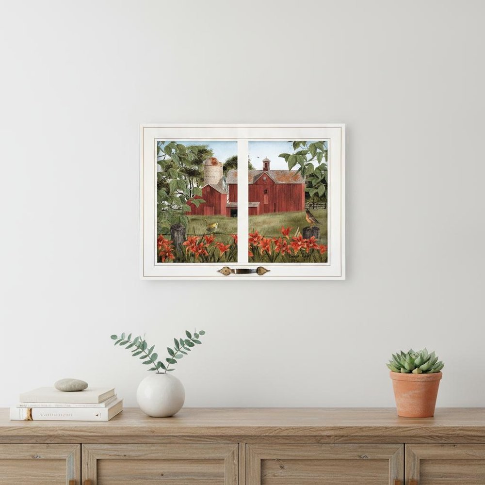 Summer Days Windowpane Style White Framed Print Wall Art