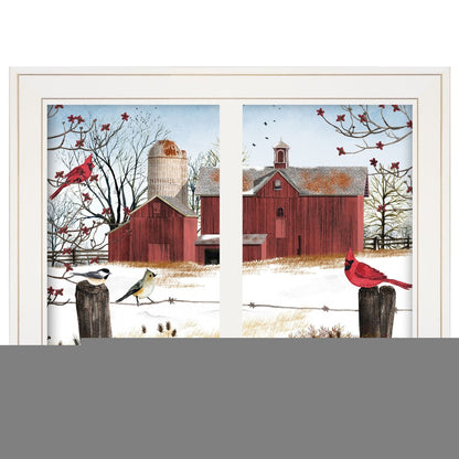 Winter Friends 5 White Framed Print Wall Art