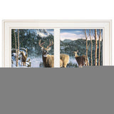 Morning View Deer 3 White Framed Print Wall Art