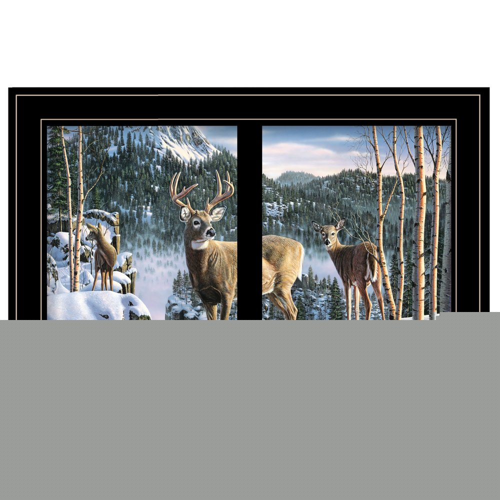 Morning View Deer 4 Black Framed Print Wall Art
