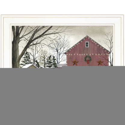 Christmas Barn 1 White Framed Print Wall Art